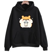 Boba Tea Hamster Cute Sweatshirt Female Cartoon Graphic Hoodie Casual Hooded Tracksuit Winter Women/men Fleece Pullover Clothing 2