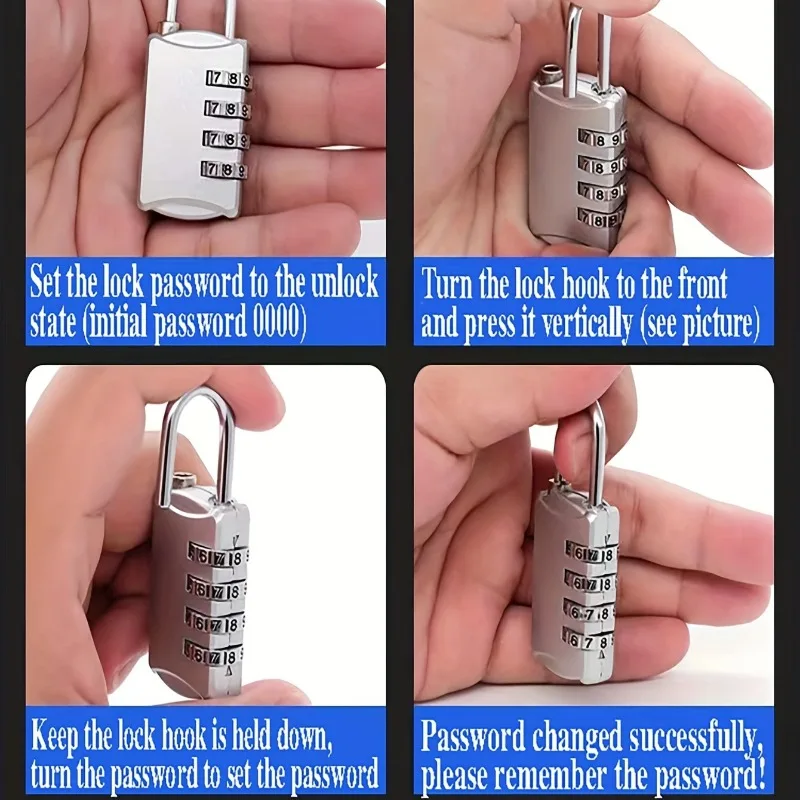 4-digit Password Lock Mini Gym Student Dormitory Cabinet Backpack Suitcase Drawer Zipper Hanging Lock Pink