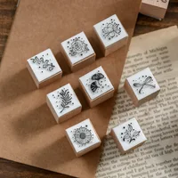 16pcs Wooden Rubber Stamp Set, Vintage Floral Botanical Stamps For Scrapbooking, Journaling, DIY Craft Stationery 2