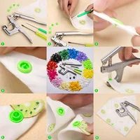 U Shape Fastener Snap Pliers KAM Button + 150 set T5 Plastic Resin Snap Button Press Stud Cloth Button Press Machine Sewing Tool 2