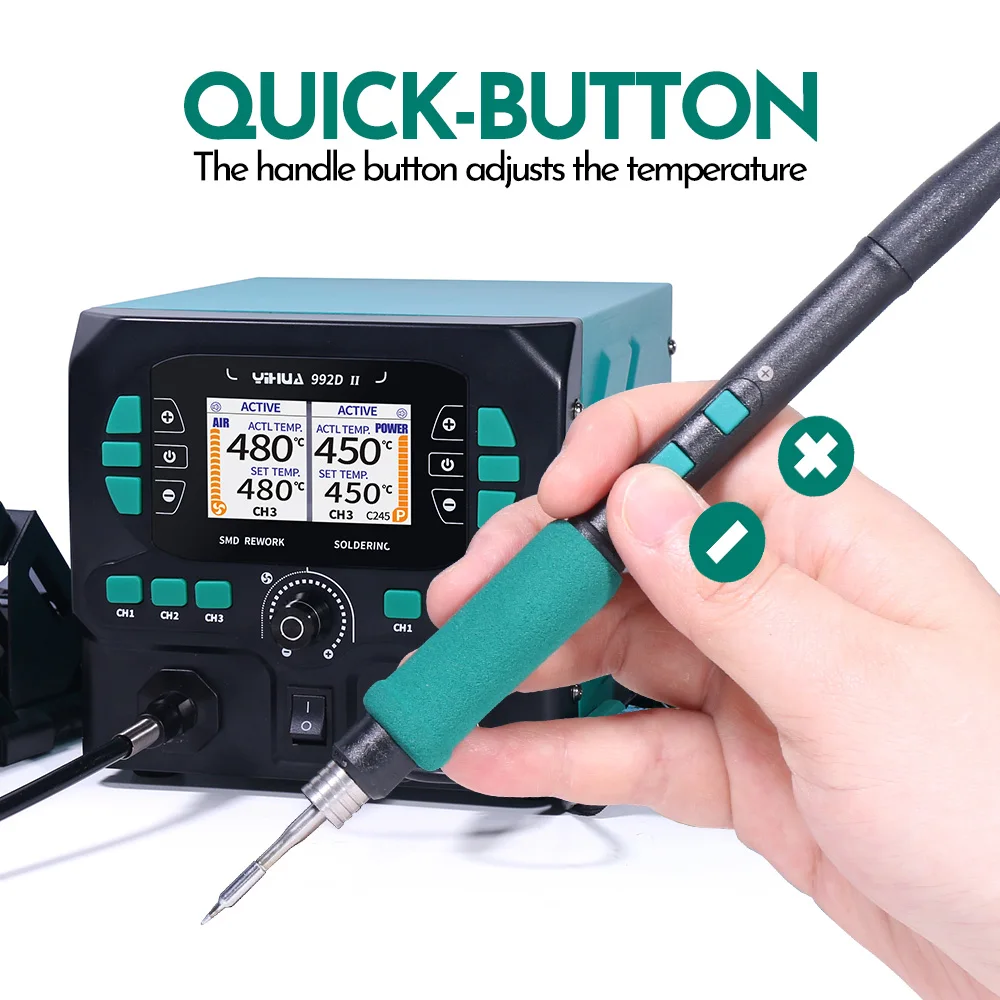 YIHUA 992D-II C210 C245 Precision Soldering Iron Station for Microscope Soldering Hot Air Gun Desoldering Rework Station