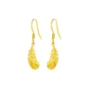 Luxury 24K 9999 Pure Gold real gold Feather earring earrings women fashion lady tassel ear hook