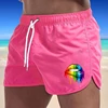 Summer Men's Shorts Lip Printing Sport Casual Fitness Breathable Training Drawstring Candy Colors Loose Male Beach Pants S-3XL 1