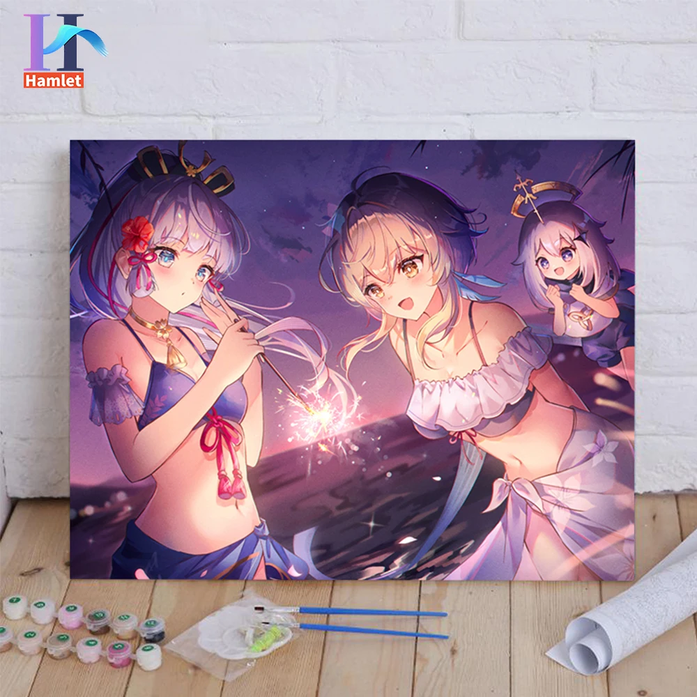 Description Picture 3 of itemHamlet Anime Oil Painting by Numbers for Adults,  Home Decor, Genshin Impact Game Poster, New, Paint by Numbers, 2024