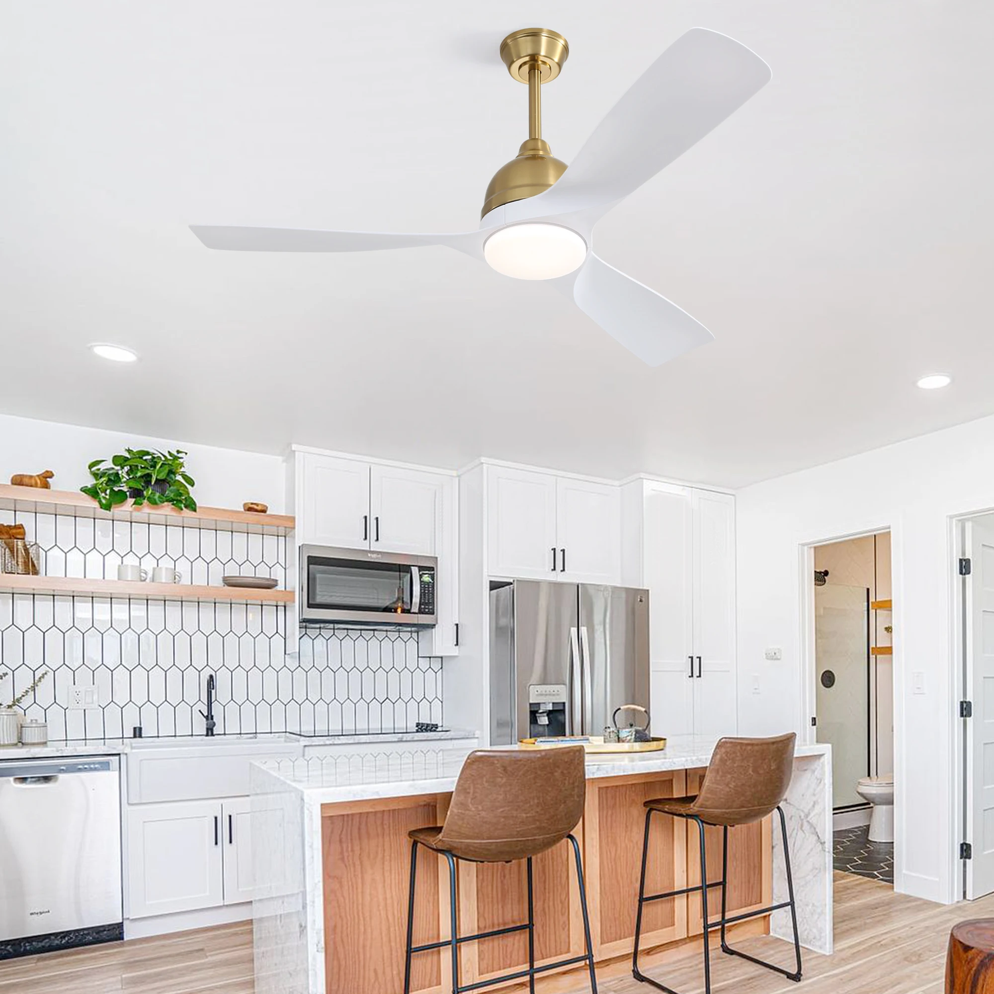 Sofucor 54-inch DC 6-Speed Wind Ceiling Fans With Remote Control With Light Home Fan