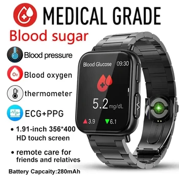 남성용 혈당 스마트 워치, ECG + PPG 심박수, 블루투스 통화, 자동 적외선 혈당 압력, 건강 시계, 2024 신제품