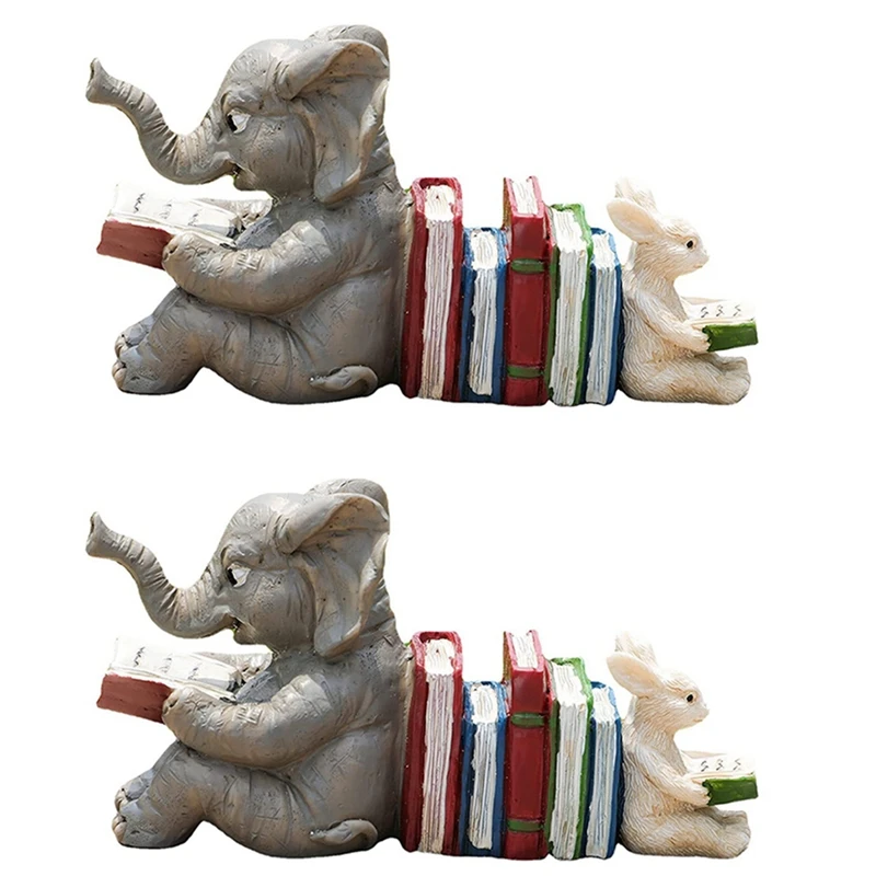 Elephant Animal Reading Studying Statue Bookends Animal Statue Decor Home Decor