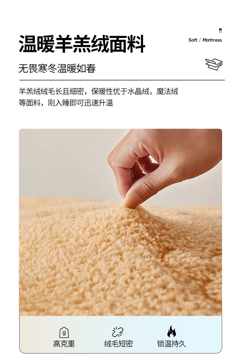 Description Picture 6 of itemCustom custom lamb wool children's mattress cushion thickened bedroom winter warm tatami patchwork bed