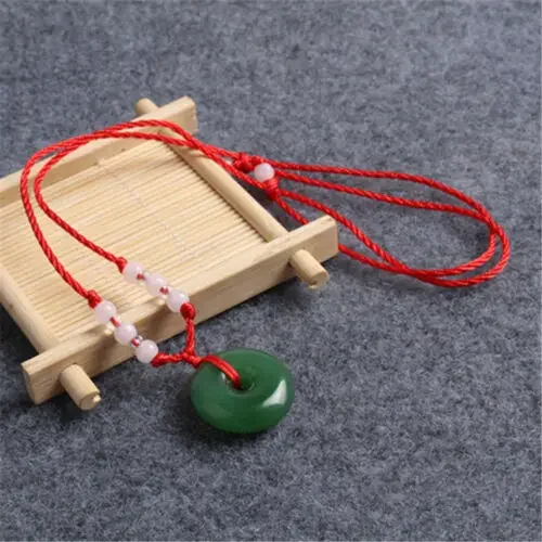 Pendant Necklace Natural Multicolor Jade Doughnut Pendant Agate Necklace Fashion Accessories for Women Men