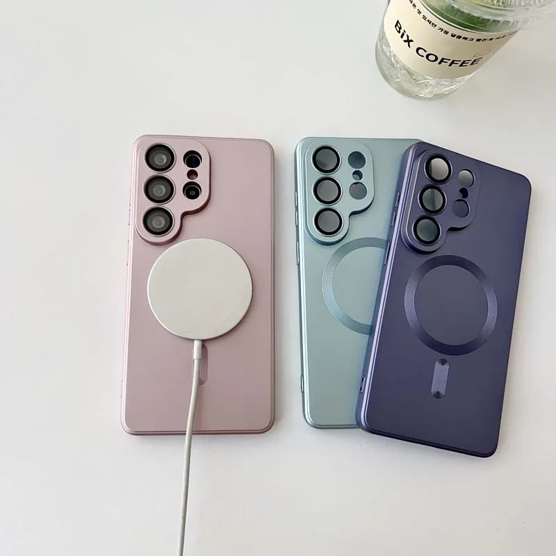 Metallic Magnetic Soft Case with Wireless Charging and Lens Protection