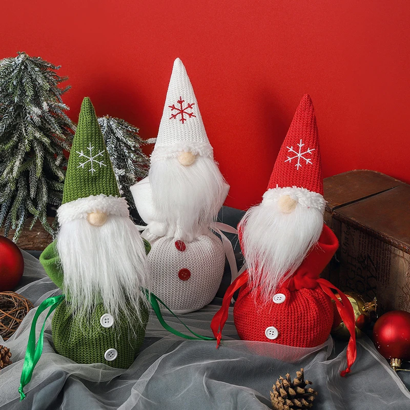 

Christmas Gift Bag Drawstring Gnome Treat Bag Children Kids Festival Candy Bag Party Favor for New Year 2024 DIY Decoration