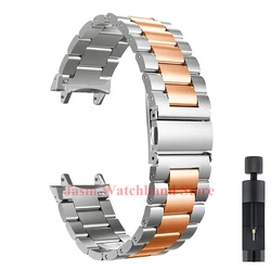 Luxury Stainless Steel Bracelet Watch Band - Premium Metal Strap Accessory - Amazfit TRex 3 (Silver Rose Gold)