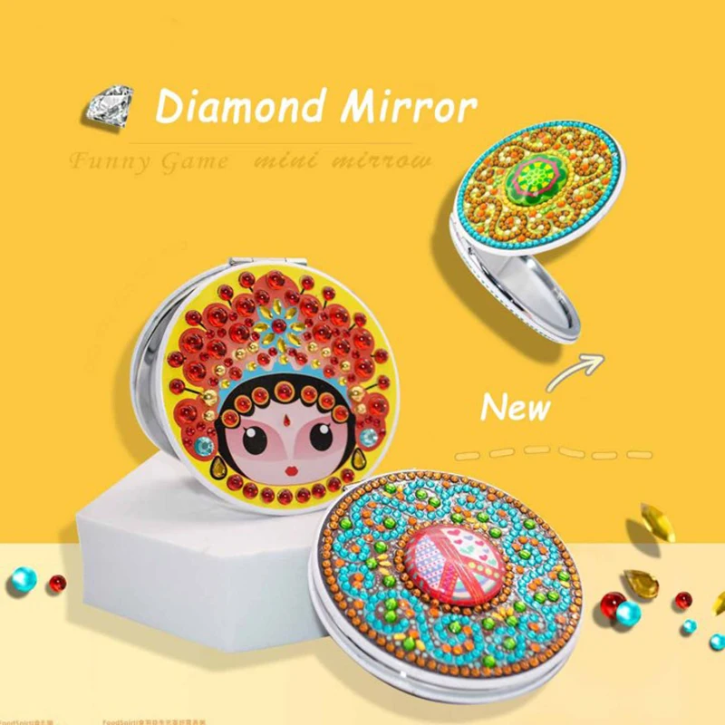 Ultra Thin Makeup Mirror DIY Diamond Painting Flower Butterfly Special Shaped Diamond Embroidery Foldable Women Makeup Mirrors