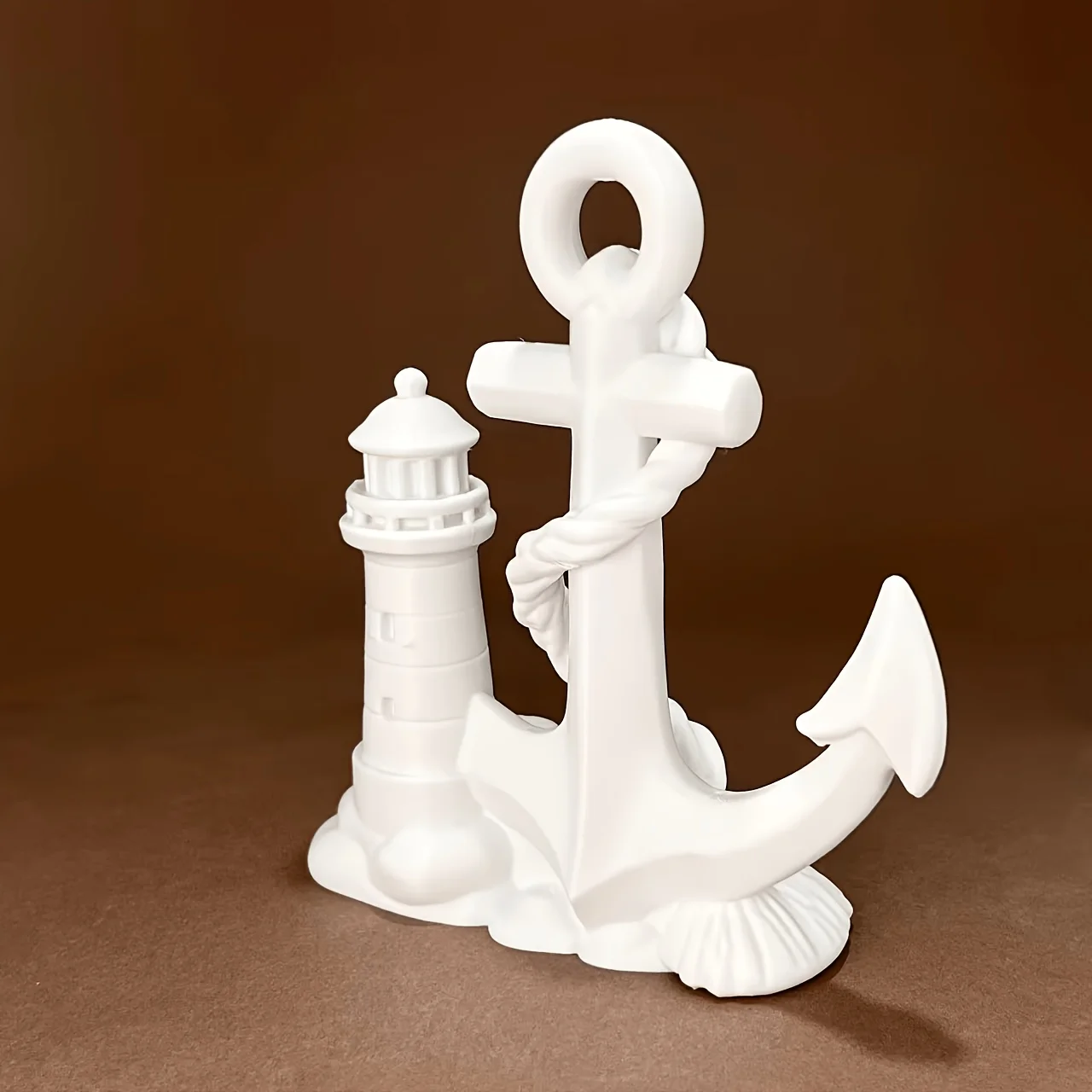 Statuetta Fai-da-Te di Ancora Nautica e Faro per Decorazione Casa e Ufficio a Tema Spiaggia, Ornamento Costiero Fatto a Mano, Regalo Artigianale - immagine 3