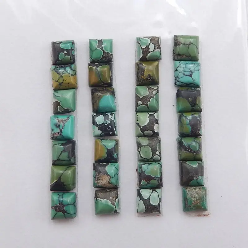 Semiprecious Jewelry 28Pcs Natural Stone Turquoise Cabochons Set 4x3mm,3g