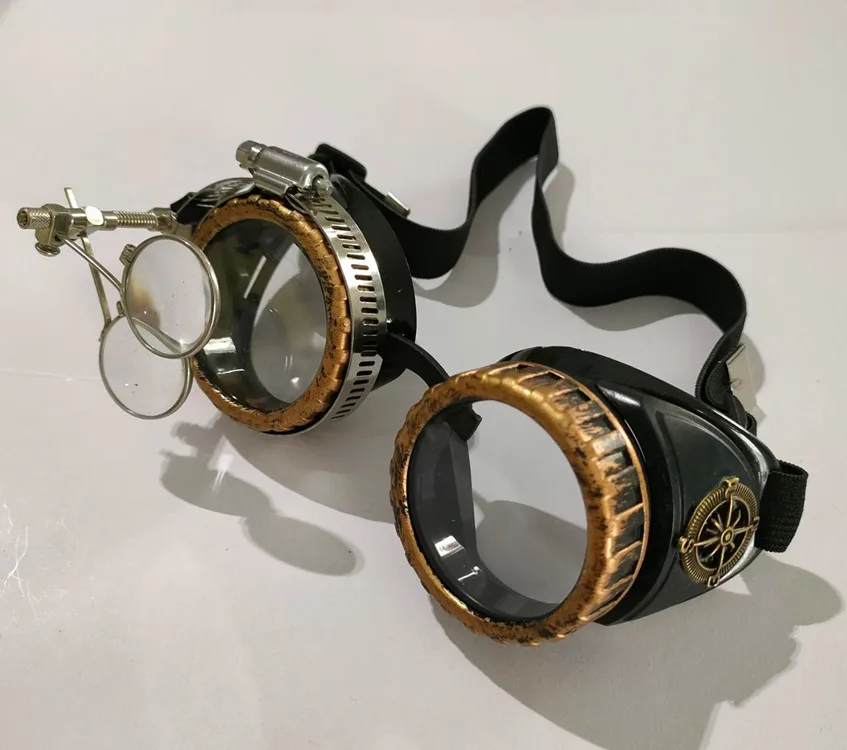 Lunettes De Soudage Style Steampunk - Lentilles Bleu, Rouge, Orange Incluses + Autocollants, Protection UV400