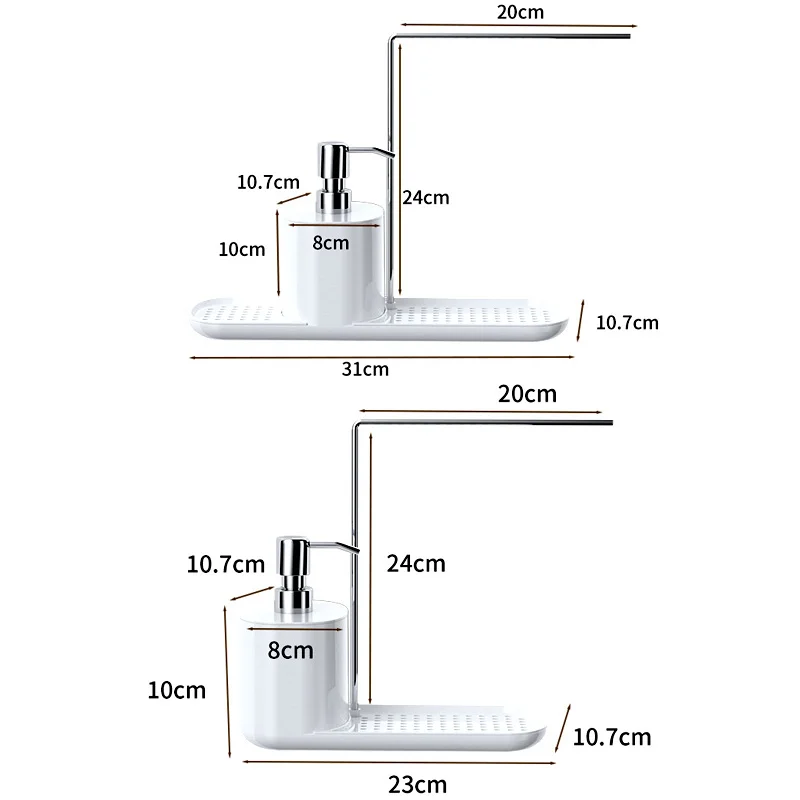 Kitchen Detergent Outlet Box 2 In 1 Countertop Soap Pump Dispenser For Kitchen Soap Liquid Dispenser Storage Rack