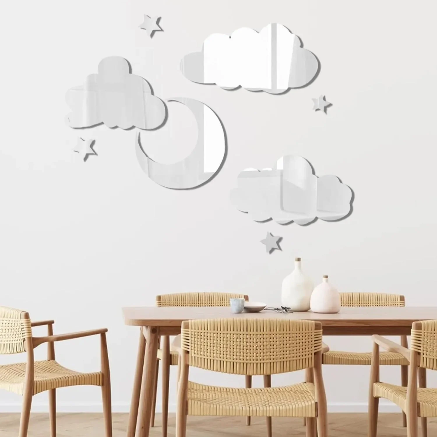 3D Cloud Star Moon Acrylic Wall Sticker Self-Adhesive Mirror Art Wall Sticker Living Room Background Bedroom Home Decoration 4