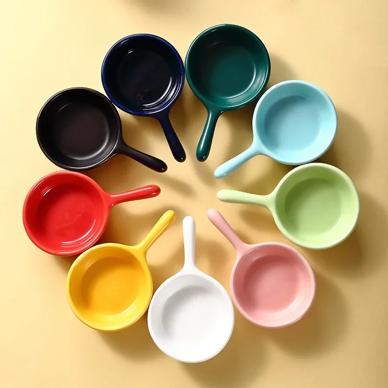 Fancy Ceramic Mini Bowls Set Of 5 - Lotus Flower Design, Soy Sauce Dishes, Appetizer Plates, 4.25 Inch