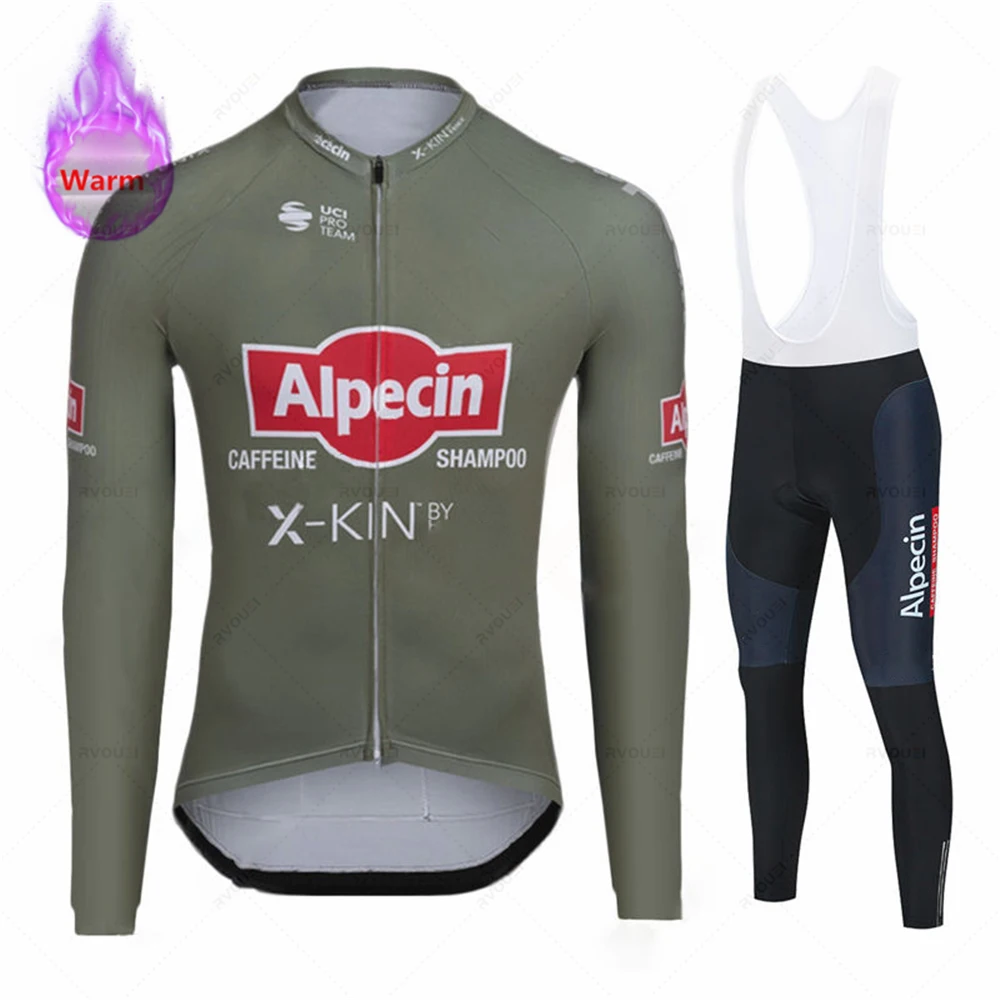 Cycling Suit Alpecin Team Outdoor Clothing Cycling Winter Warm Fleece Mountain Bike Long Sleeve