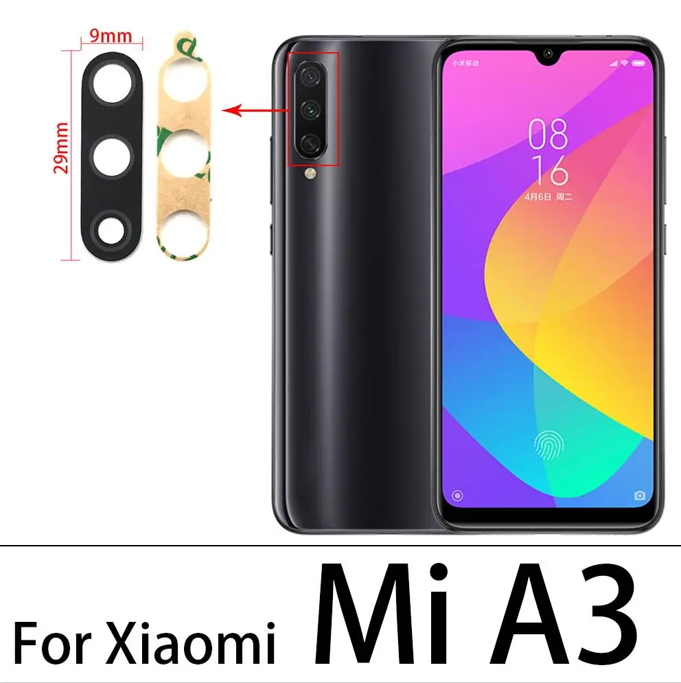 

Стеклянный объектив Mi A3 для задней камеры Xiaomi Mi A2 lite A1 A2 A3, 100 шт.
