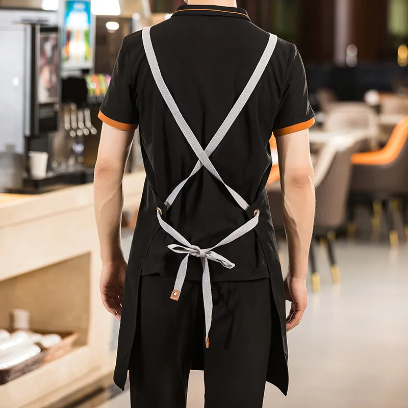 C799 Neck Apron Chef  Work Apron Canvas Kitchen Aprons for Woman Men Chef Work Apron for Grill Restaurant Bar Shop Cafes Beauty