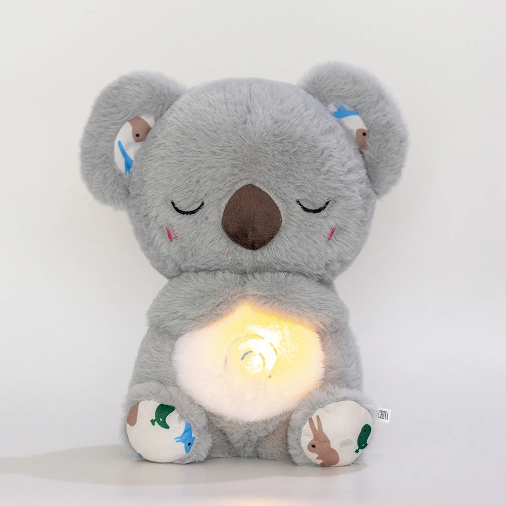 thumbnail image 1 of Oso de peluche con 4 modos de respiración, se puede apagar la música, muñeco de peluche de koala relajante para bebés, compañero de sueño para bebés, muñeco de juguete con sonido y luz, 1 of 5