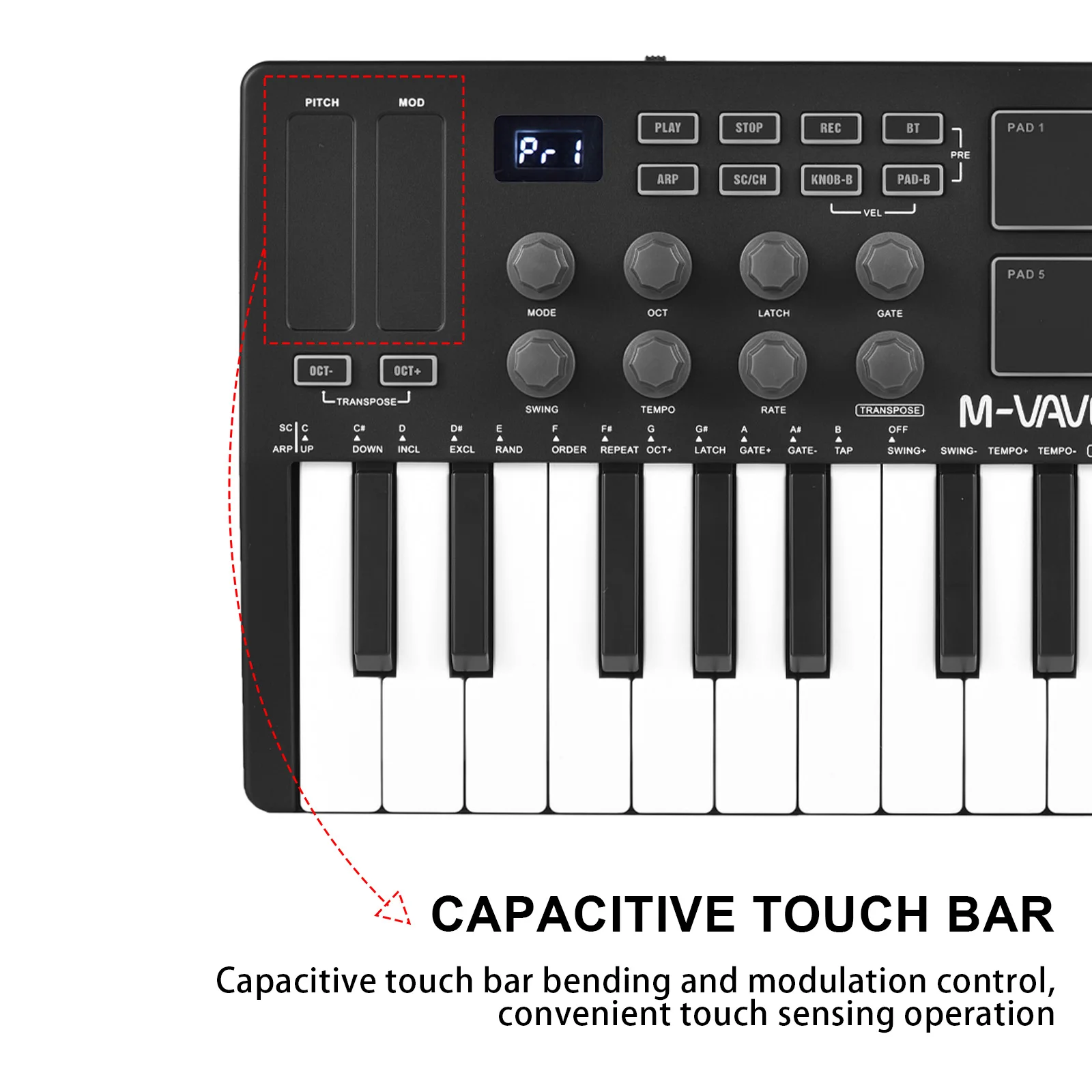 25-Key MIDI Control Keyboard Mini USB MIDI Controller 25 Velocity Sensitive Keys 8 RGB Backlit Pads 8 Knobs musical instrument electronic musical instrument