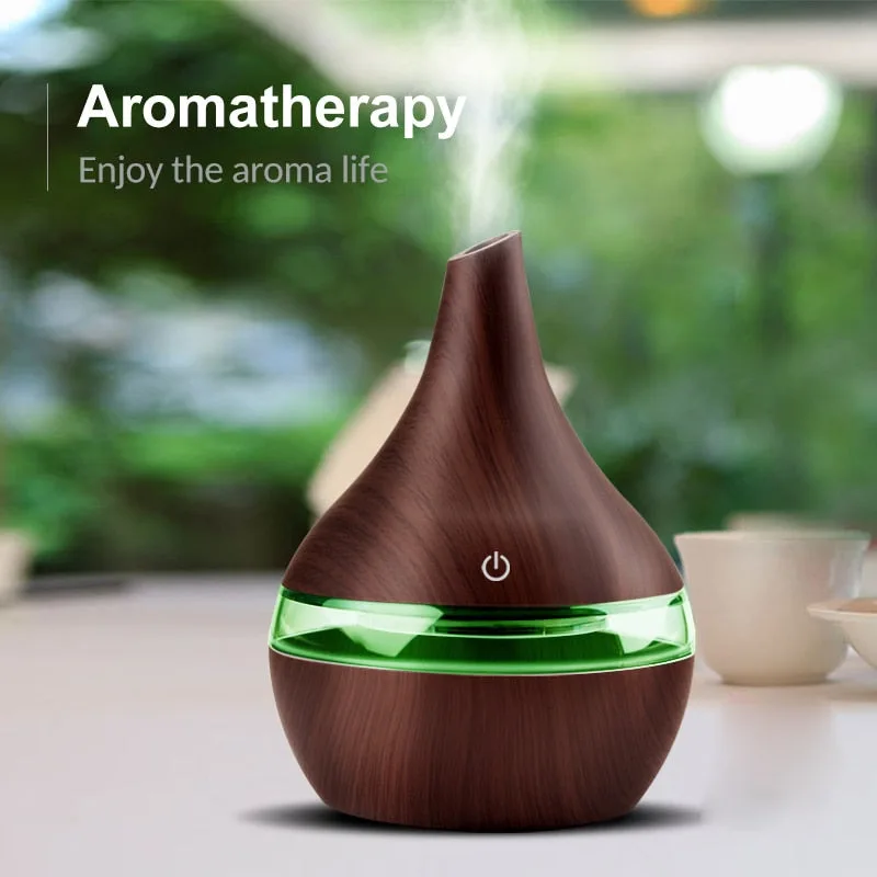 Usb Household Humidifier Hydration Meter Desktop Humidifier Wood Grain Colorful Light Aromatherapy Machine Atomizer