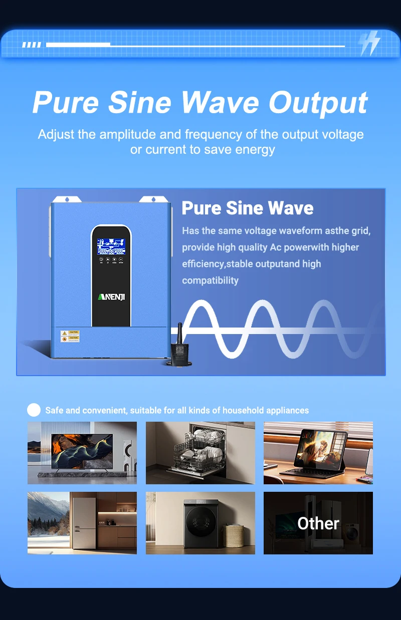 11KW Hybrid Solar Inverter 48V 230V Pure Sine Wave Off/On Grid Inverter PV 500V