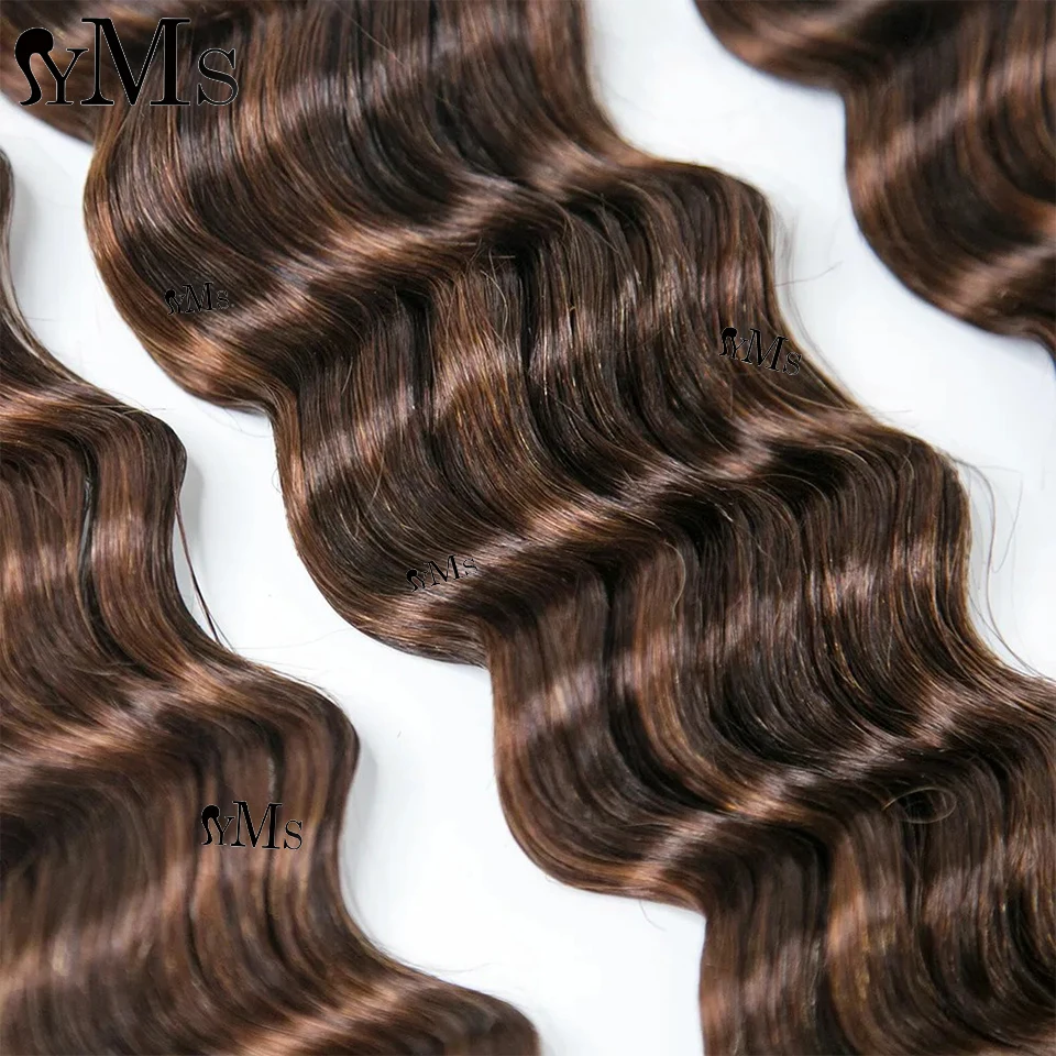Bulk Boho Braids Human Hair YMSHAIR Loose Deep Wave Bulk Hair Color 4/30 Brown Mix Boho Human Bulk Hair For Braiding No Weft 3