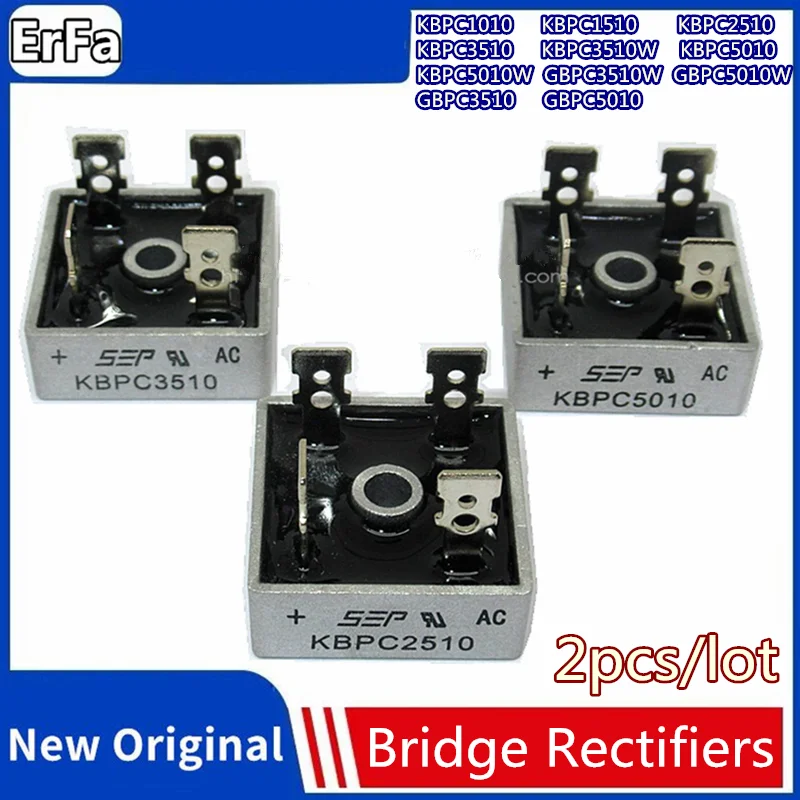 2pcs KBPC3510W KBPC5010 GBPC3510 GBP5010 KBPC1010 KBPC1510 KBPC2510 ...