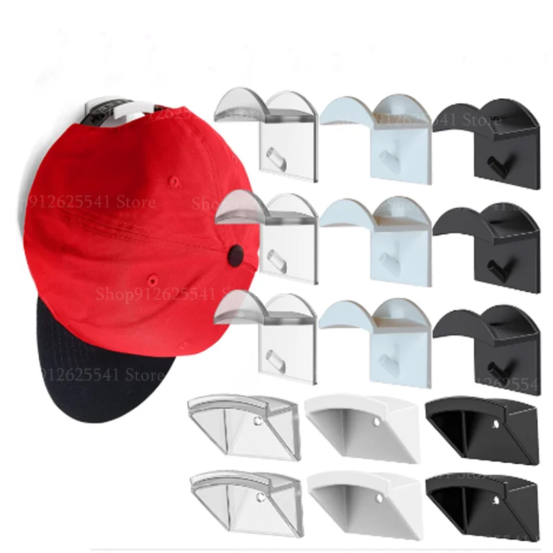 6Pcs Adhesive Hat Hook Racks Sticky Wall Mount Hat Holder Strong Hold Hat Hangers Organizer for Door Closet Bedroom spectrum virgo 6 hook closet purse organizer