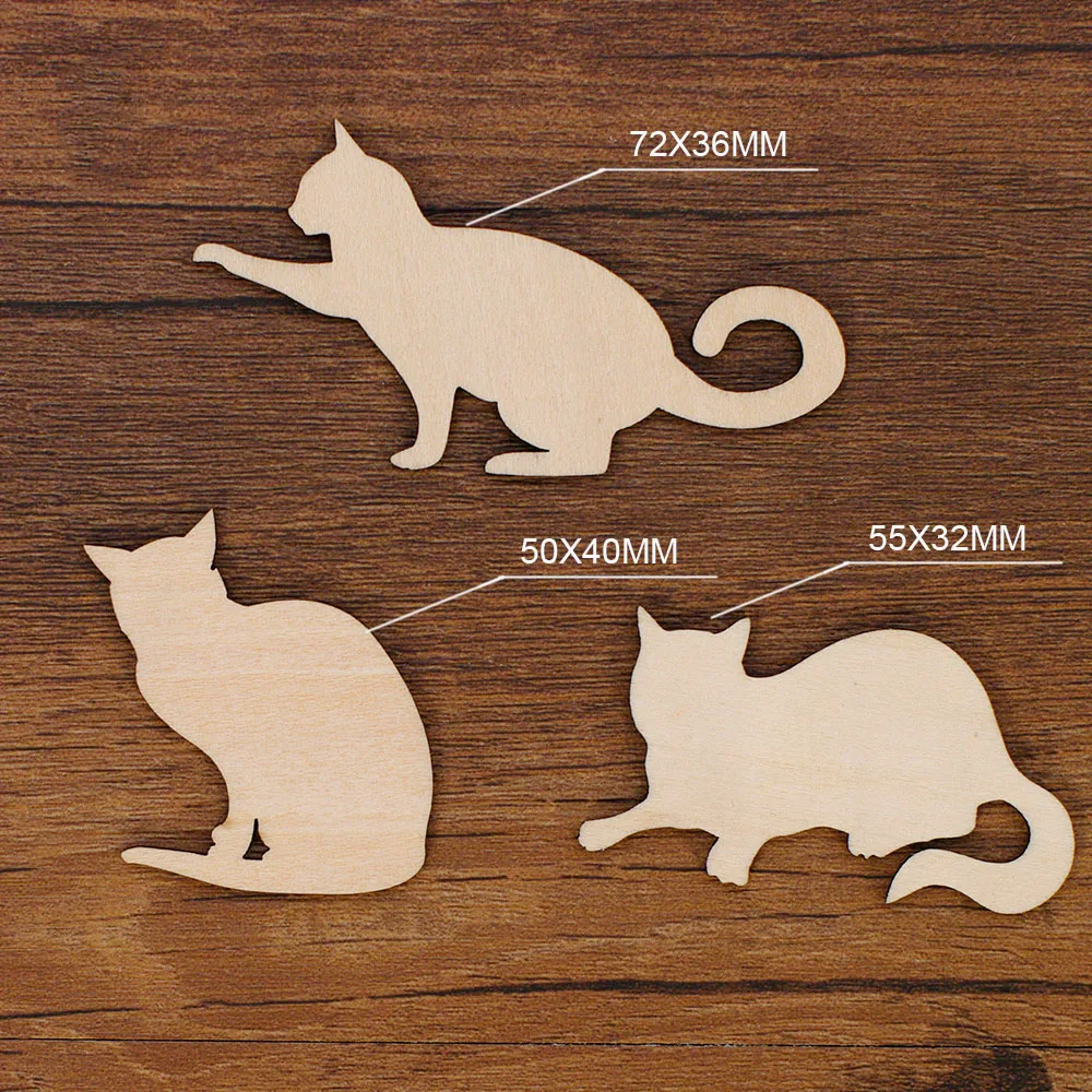 Kowaku 5 Sagome Di Gatto In Legno Non Finite, 31x25 Cm, Per Decorazioni Fai Da Te, Pittura E Artigianato