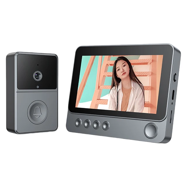 2.4G Wireless Video Intercom Doorbell 4.3 Inch IPS Screen Door Bell Intercom System Two Way Voice Doorbell with Camera Monitor 4