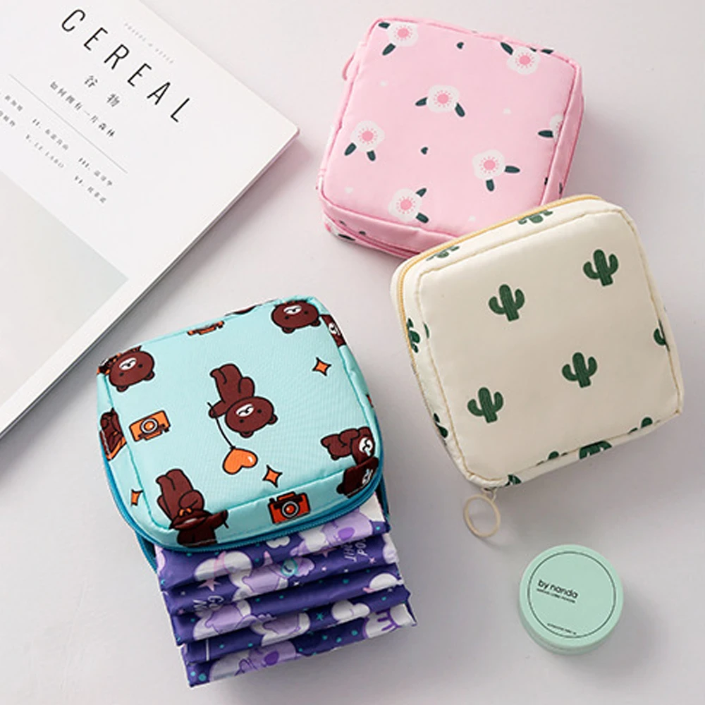 Borsa portatile per il ciclo mestruale, impermeabile, per la conservazione di assorbenti e tamponi, e piccole borse per il trucco, regalo per donne e ragazze. - immagine 2