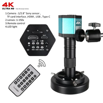 4K Microscope 48MP Digital Microscope For Electronics USB Industrial Cameras HDMI 1-150X Zoom C-Mount Lens Phone Pcb Soldering 4