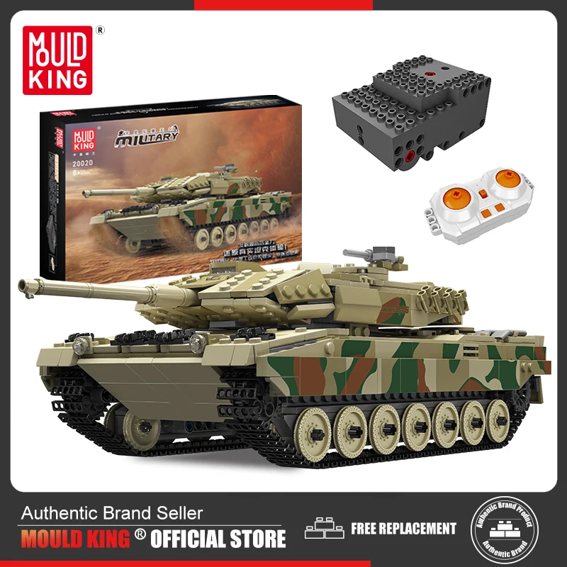 MOULD KING 20020 Germany Leopard 2 Main Battle Tank Technical Building Blocks Toys for Kids Birthday Gift