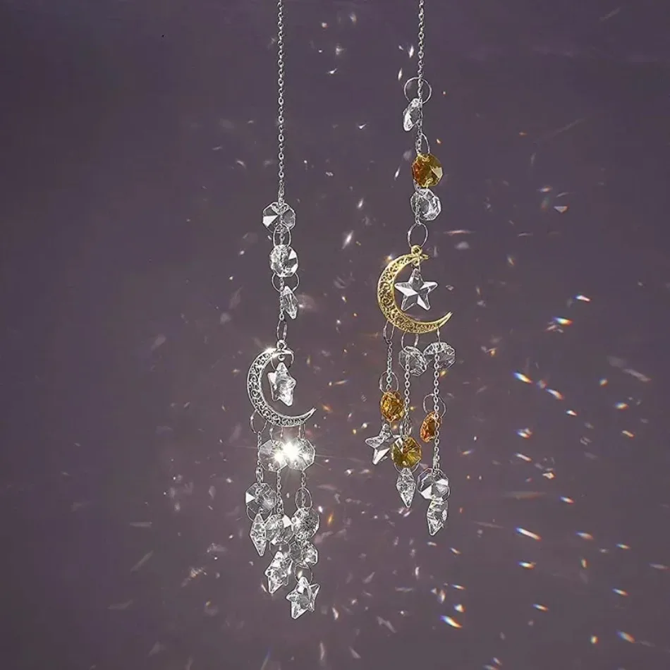 Outdoor New Arrival Nordic Style Exquisite Multicolor Moon Crystal Pendant Indoor Crystal Bedroom Living Room Decoration Pendant