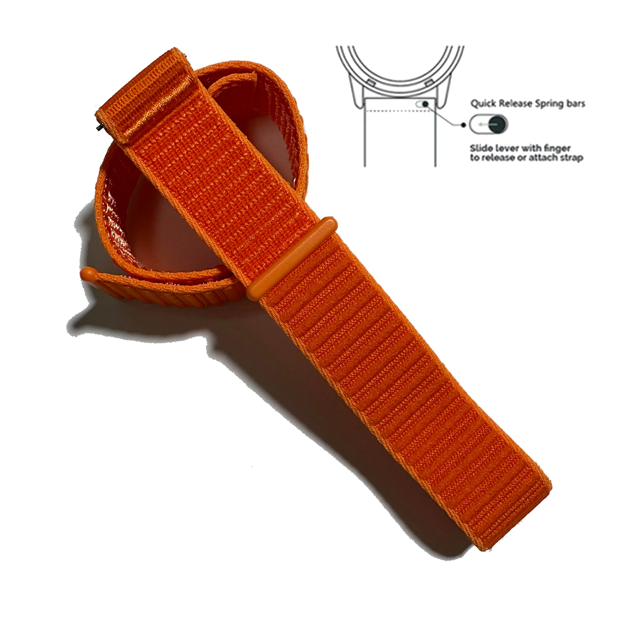 Enhanced Quick Release Nylon Elastic Watch Strap with Adjustable Hook and Loop Closure, 22mm Width