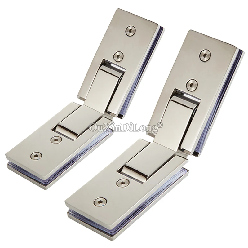 

2PCS Stainless Steel 135° Glass to Glass Door Hinges Rectangle Frameless Shower Door Hinges Fixed Brackets Polished for 8~12mm