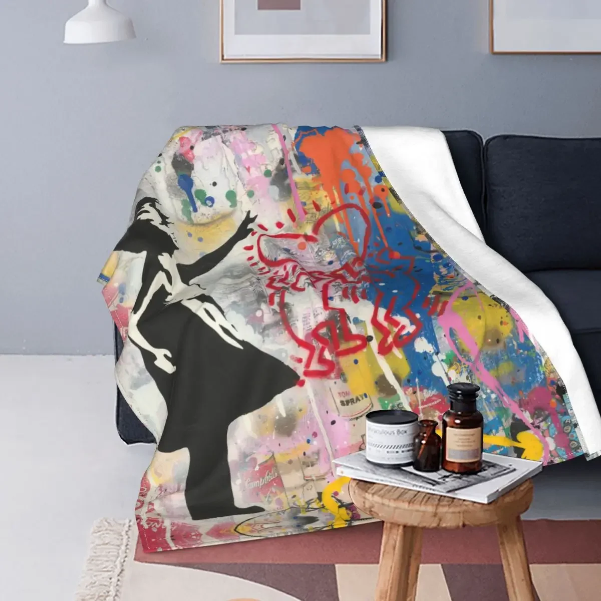 Mr Brainwash Bio Coperte Graffiti Art Banksy Fleece Throw Coperta Home Divano Stampato Copriletti Caldi Ultra-Morbidi