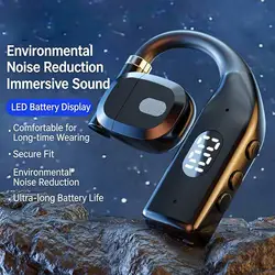 Wireless Bluetooth Earhooks Headphones - HiFi Stereo Noise - Reduction Earbuds with Microphone - Black