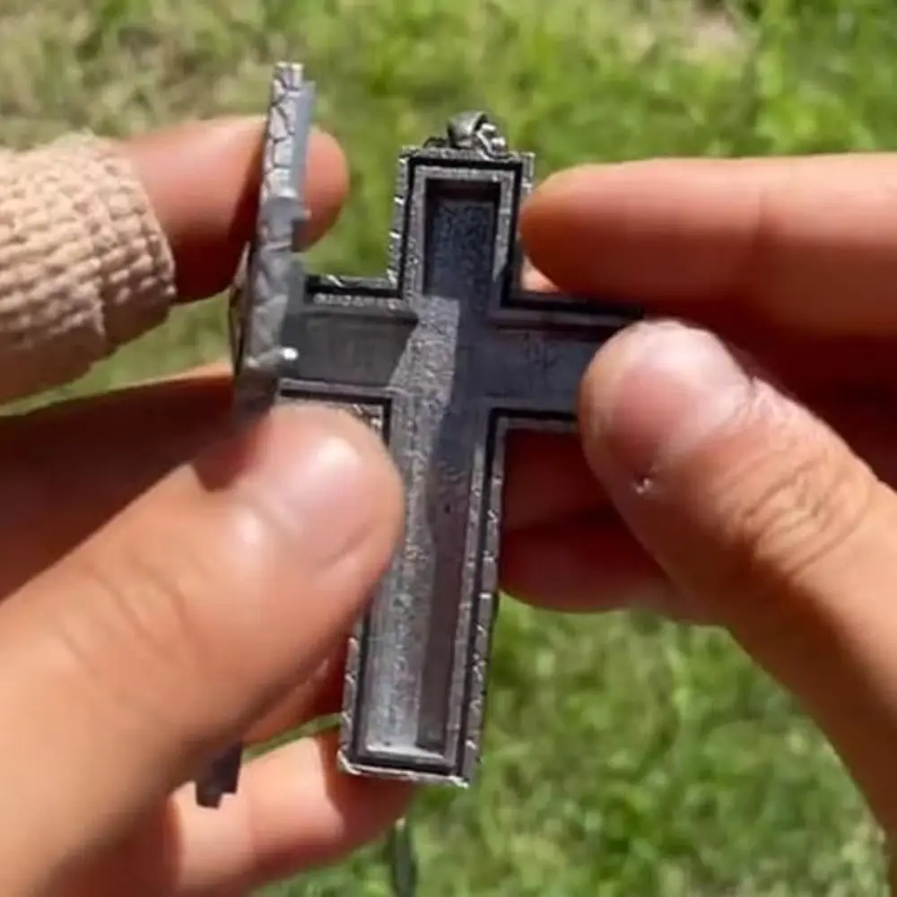 Stainless Steel Vintage Cross Pendant Necklace with Secret Compartment