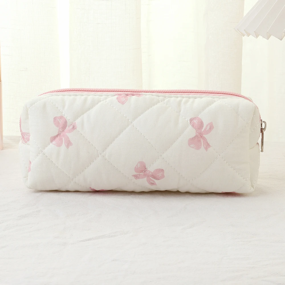 2024 Korea Bow Print Women Makeup Bag Large Capacity Portable Cosmetic Case for Travel Toiletries Cosmetics Storage Bag 6