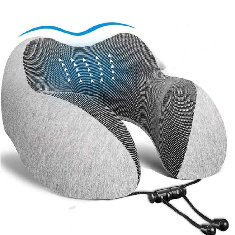 Soft Elevated Neck Head 360 Support Memory Foam U Shape Travel Pillow Airplane
