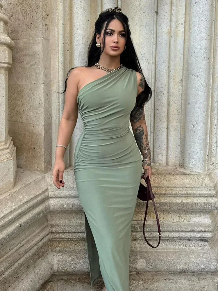 

2024 Summer Floor-length Dress Women Sexy Fashion Sleeveless Halter Dress Slim Dress Casual Street Wear Club Elegant Party Wear