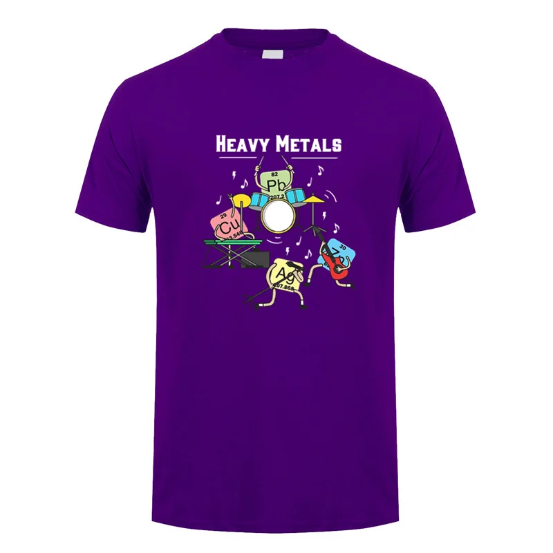 Heavy Metals Rock Chemistry Graphic Cotton T-Shirt for Men - Short Sleeve Summer Tee