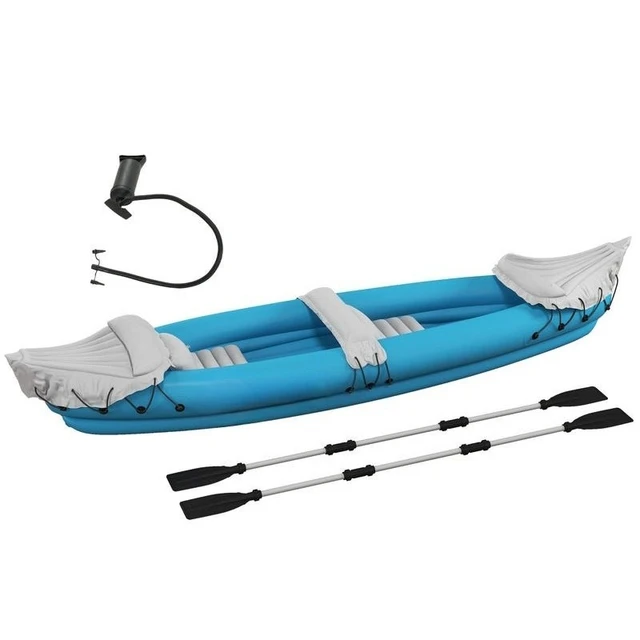 Inflatable Kayak, Two-Person Inflatable Canoe Boat Set with Air Pump, Aluminium Oars, 318 x 80 x 50cm - Blue