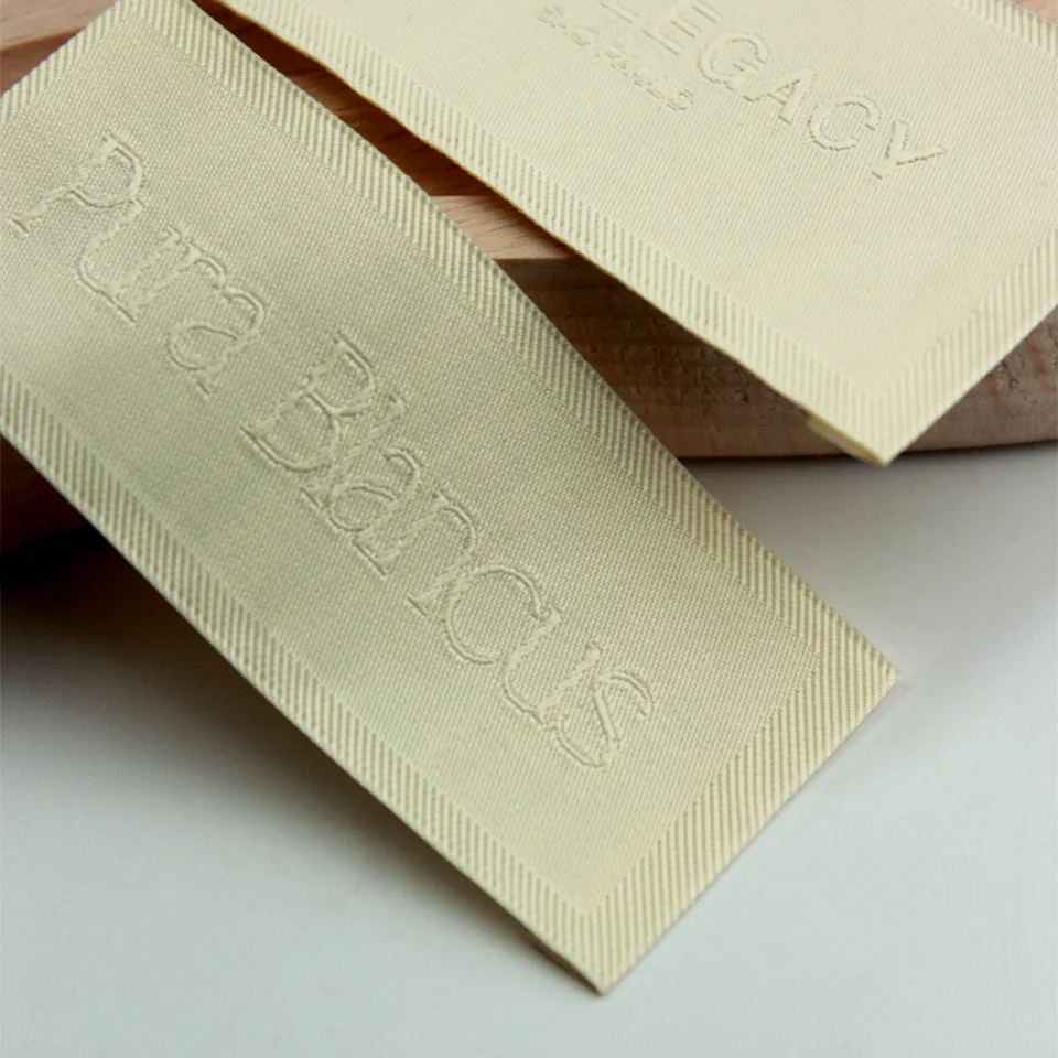 High Density Woven Label Customized Brand LOGO End Folded Embroidery Clothing Tags Twill Edge Garment Accessories